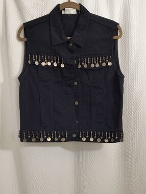 VINTAGE DKNY Black Logo Denim Vest  Woman's